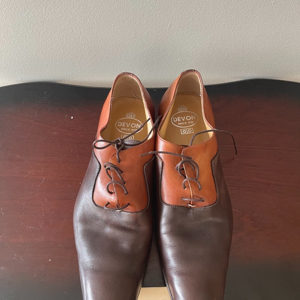 Devon two tone brown leather shoes